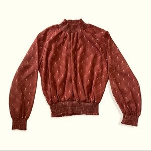 Balloon Sleeve Mock Neck Top